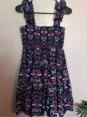 5 for $20! Girls Navy Floral-Print Sundress with Ruffle Straps